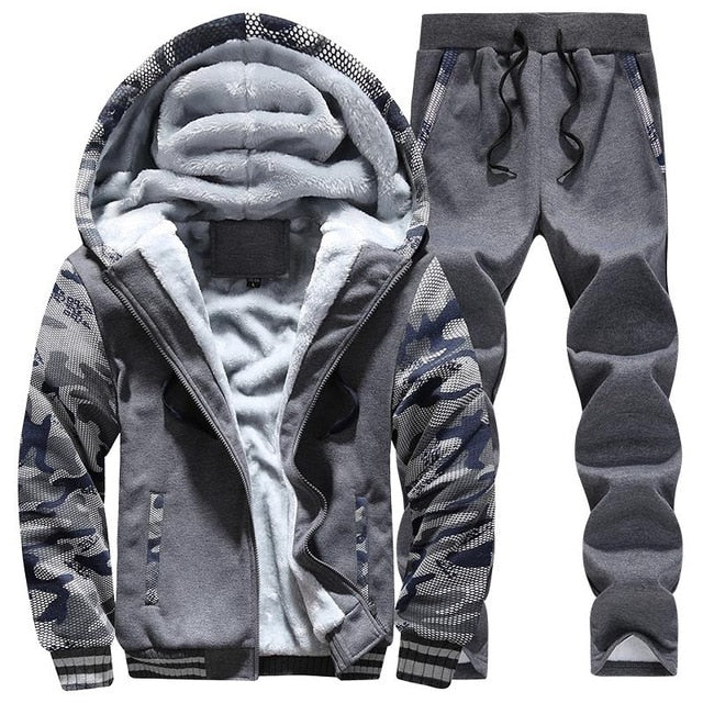 Tracksuit Men Sporting Fleece Thick Hooded Brand-Clothing Casual Track –  Curve Channels